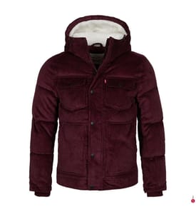 Jacke Corduroy Sherpa Hooded Trucker - Bordeaux
