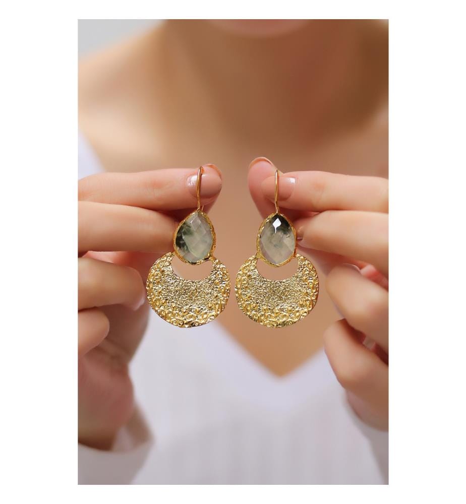 Prehnite Boucles d'oreilles - Verde chiaro