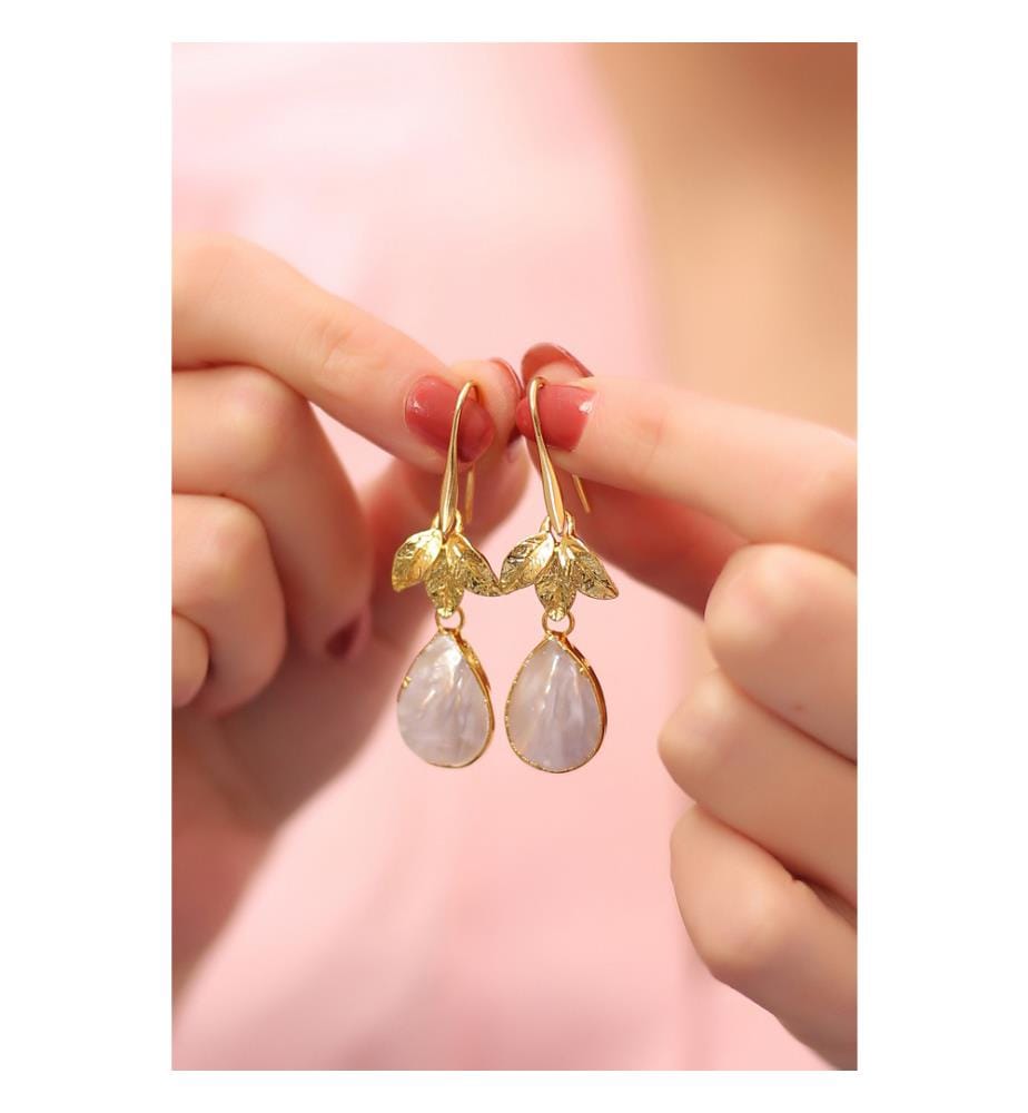 Nacre Boucles d'oreilles - Blanc