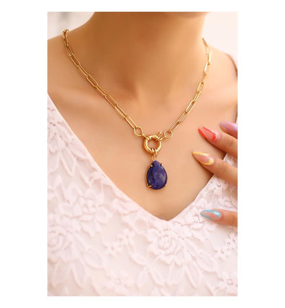 Sapphire necklace - Dark blue