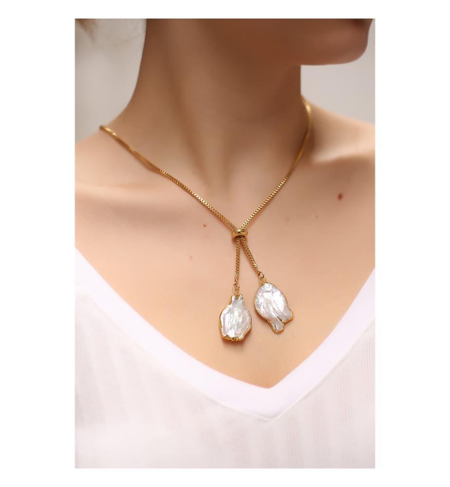 Necklace in labradorite and moonstone
