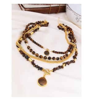 Tiger eye necklace - Gold and brown