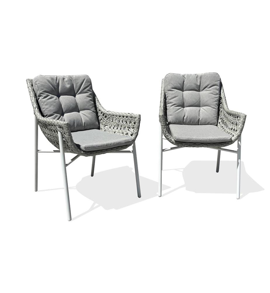 2er-Set ELBA-Gartenstühle aus Aluminium - WEISS