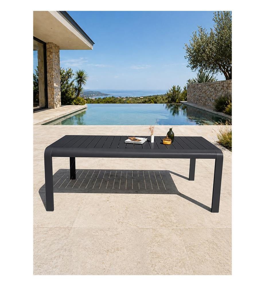 Gartentisch HANOI (220 x 100 cm) aus Aluminium - ANTHRAZIT