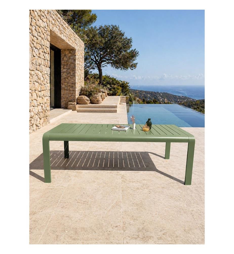 Gartentisch HANOI (220 x 100 cm) aus Aluminium - OLIVE