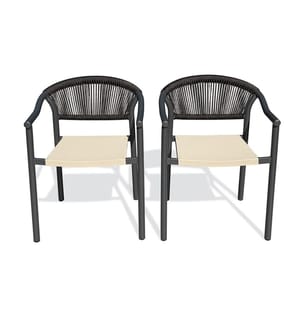 2er-Set SUMBA-Gartenstühle aus Aluminium - ANTHRAZITGRAU