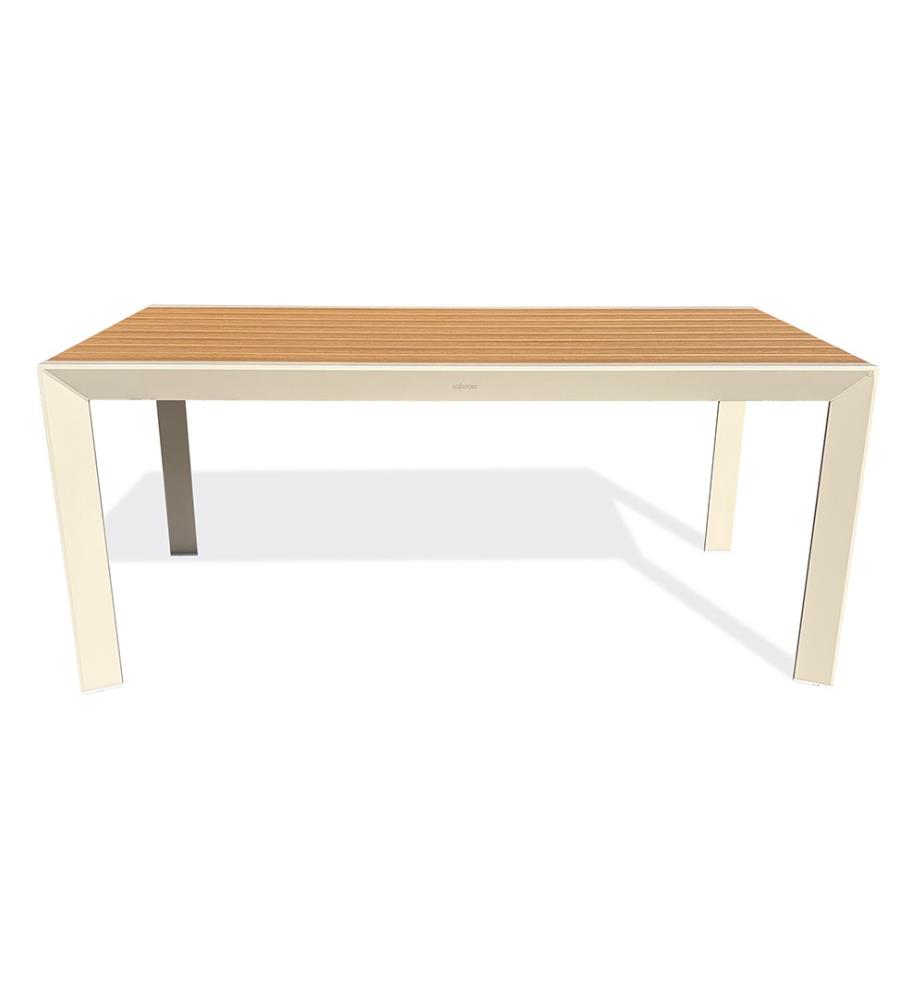 Gartentisch TONGA (170 x 80 cm) aus Aluminium mit Tischplatte aus Polywood in Holzoptik - GREGE