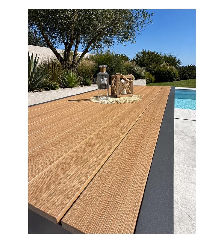 Gartentisch TONGA (170 x 80 cm) aus Aluminium mit Tischplatte aus Polywood in Holzoptik - ANTHRAZITGRAU