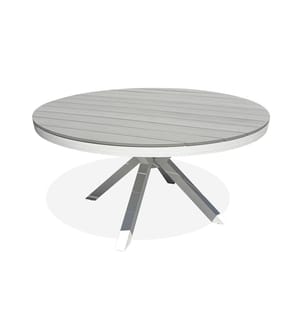 Runder Gartentisch ELBA (Durchmesser 142 cm) aus Aluminium mit Tischplatte aus Polywood - WEISS