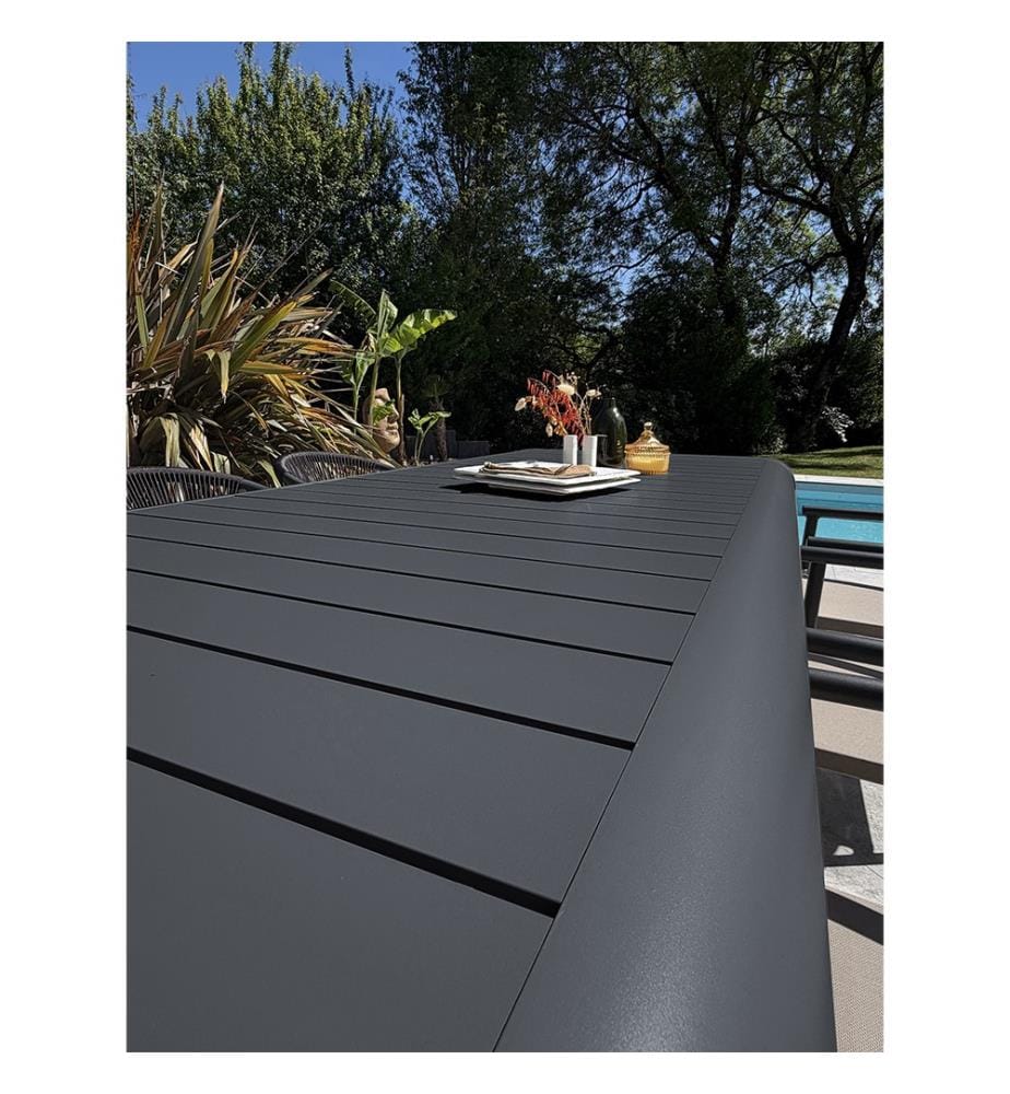 Gartentisch-Set HANOI (220 x 100 cm) aus Aluminium und 6 Sessel SUMBA - ANTHRAZITGRAU