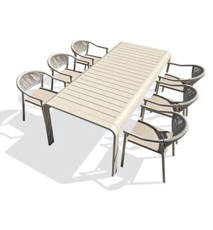 Gartentisch-Set HANOI (220 x 100 cm) aus Aluminium und 6 Sessel SUMBA - GREGE