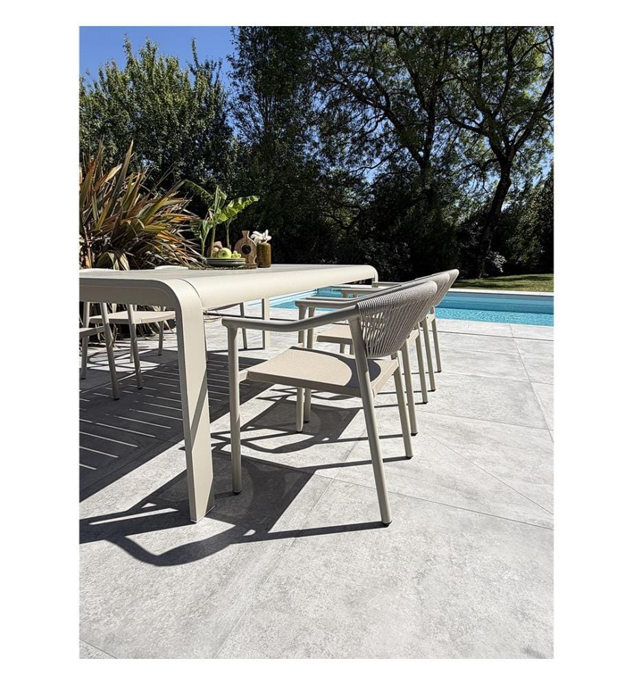 Gartentisch-Set HANOI (220 x 100 cm) aus Aluminium und 6 Sessel SUMBA - GREGE