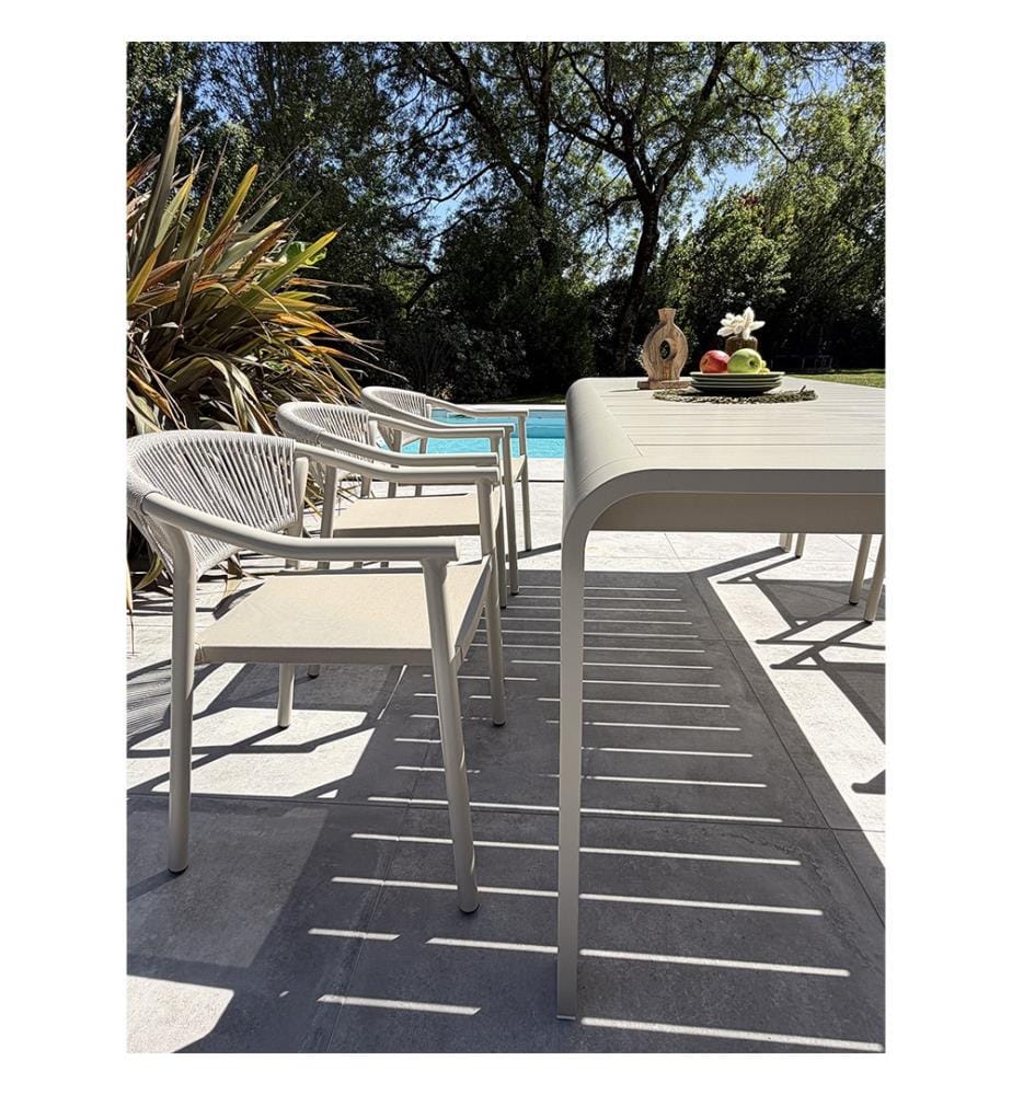 Gartentisch-Set HANOI (220 x 100 cm) aus Aluminium und 6 Sessel SUMBA - GREGE