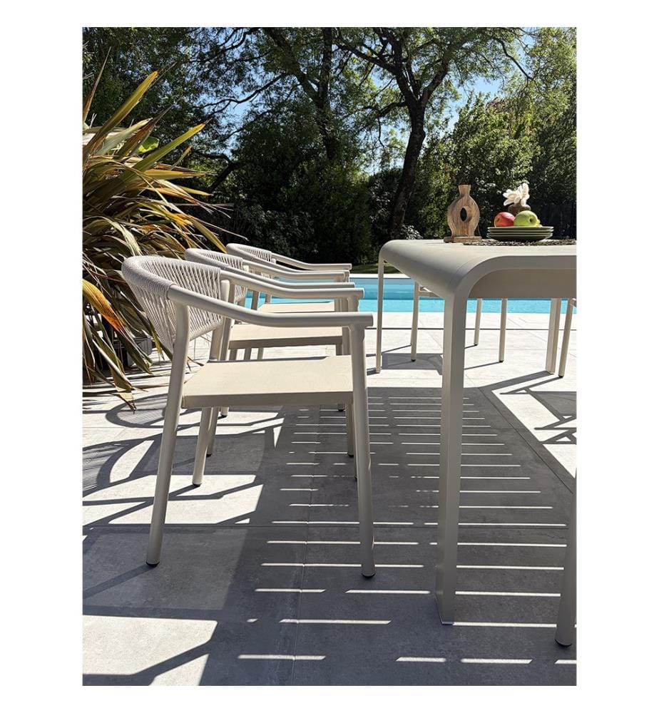 Gartentisch-Set HANOI (220 x 100 cm) aus Aluminium und 8 Sessel SUMBA - GREGE