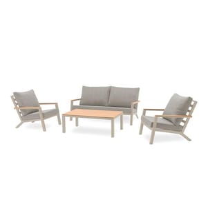KOMMOS 5-Sitzer-Gartenmöbelgarnitur aus Aluminium mit Tischplatte aus Verbundwerkstoff - GREGE