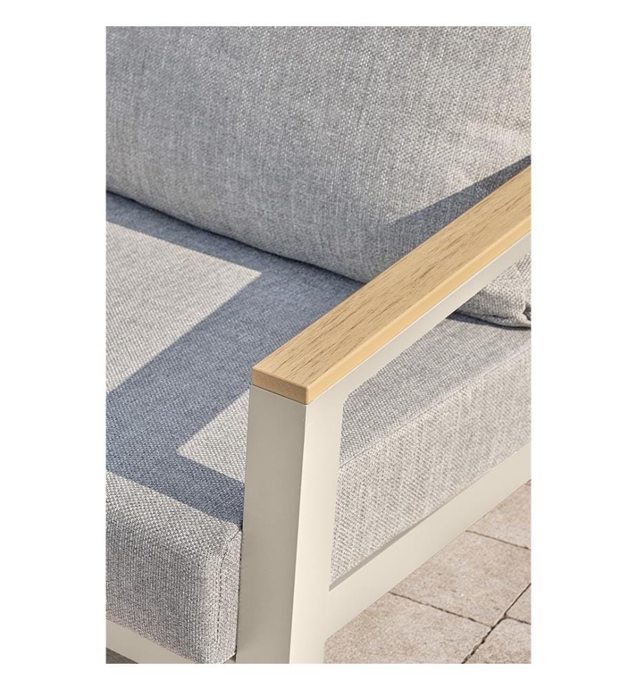 KOMMOS 5-Sitzer-Gartenmöbelgarnitur aus Aluminium mit Tischplatte aus Verbundwerkstoff - GREGE