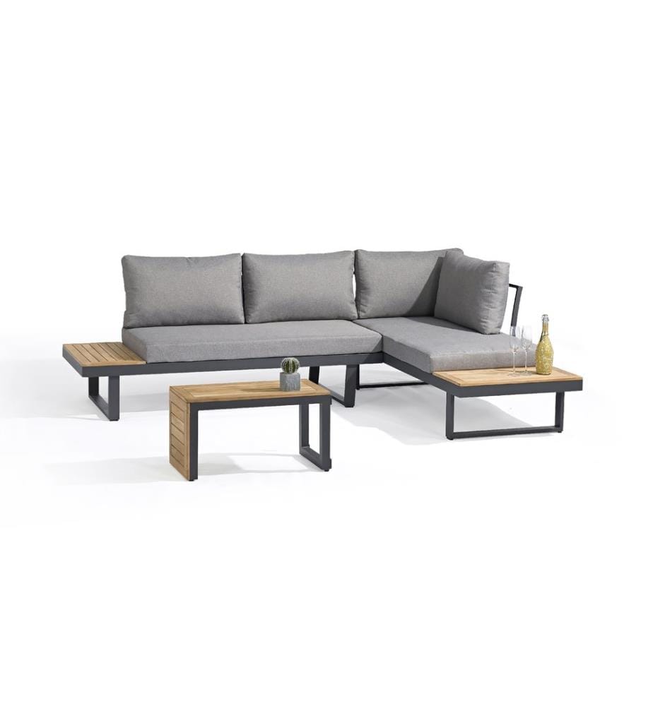 Salon de Jardin Modulable Tokyo 4 Places - Gris Anthracite