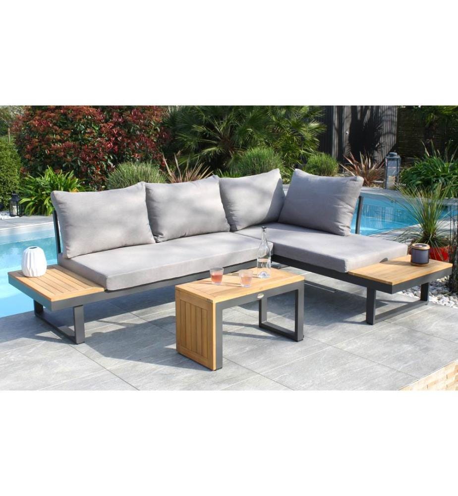 Salon de Jardin Modulable Tokyo 4 Places - Gris Anthracite