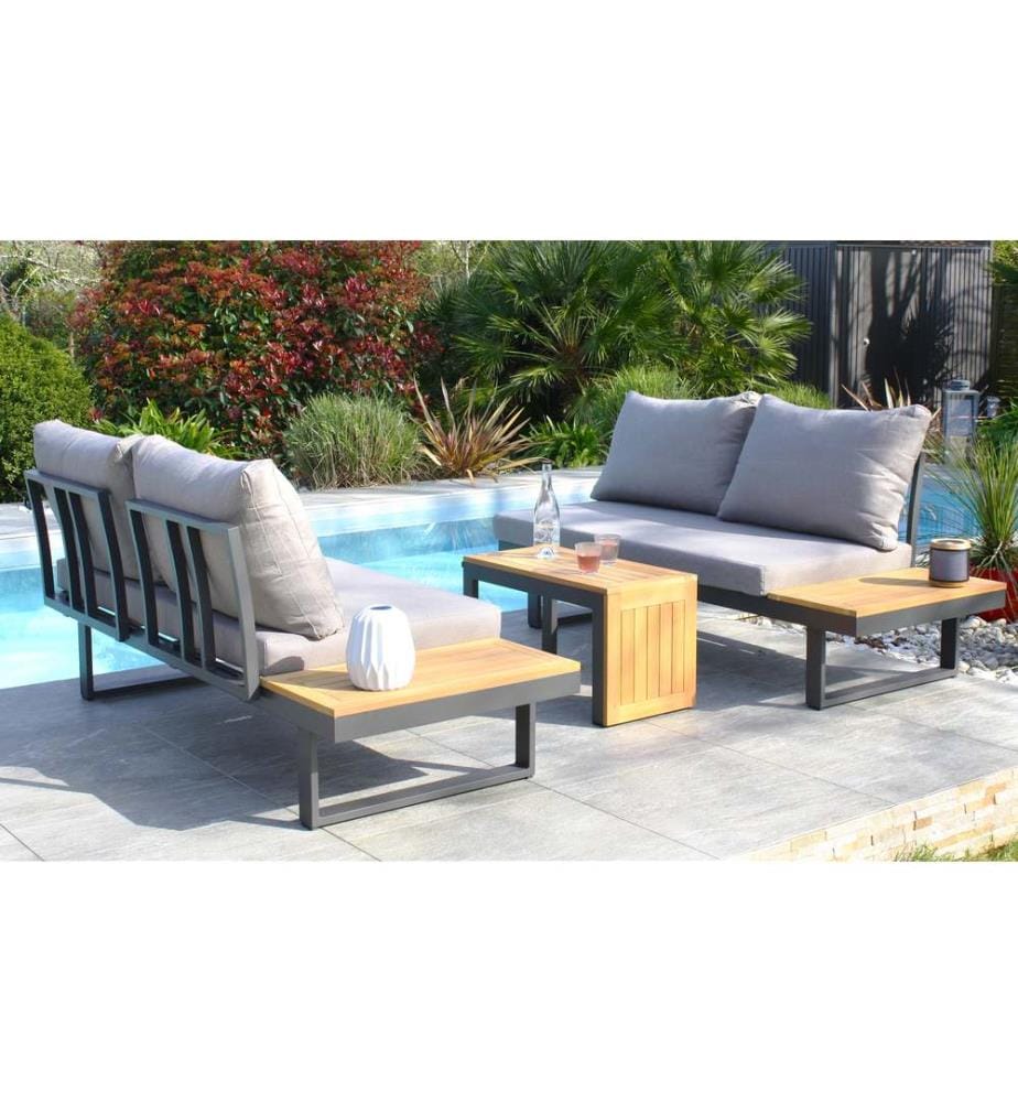 Salon de Jardin Modulable Tokyo 4 Places - Gris Anthracite
