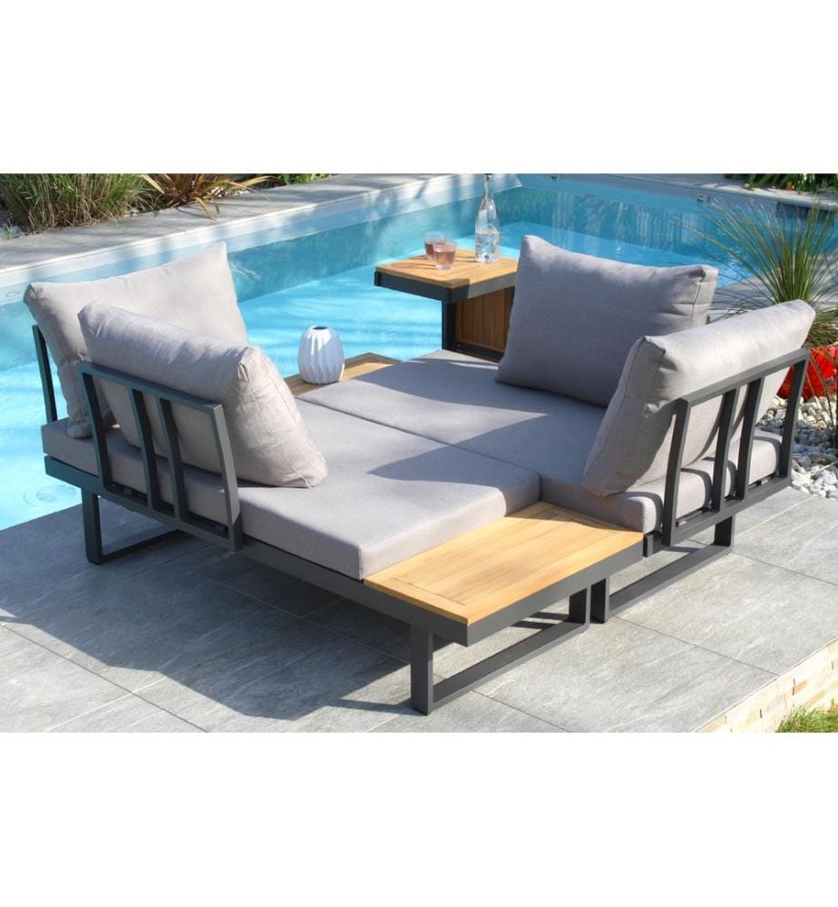 Salon de Jardin Modulable Tokyo 4 Places - Gris Anthracite