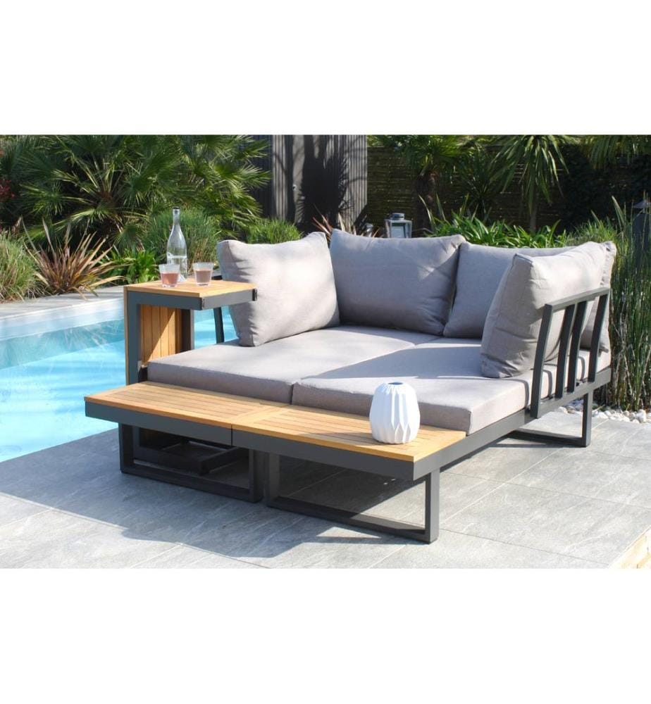 Salon de Jardin Modulable Tokyo 4 Places - Gris Anthracite