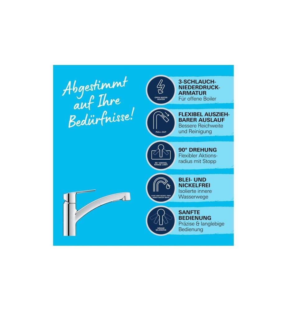 GROHE - Robinetterie de cuisine Start 3/8, laiton, extractible
