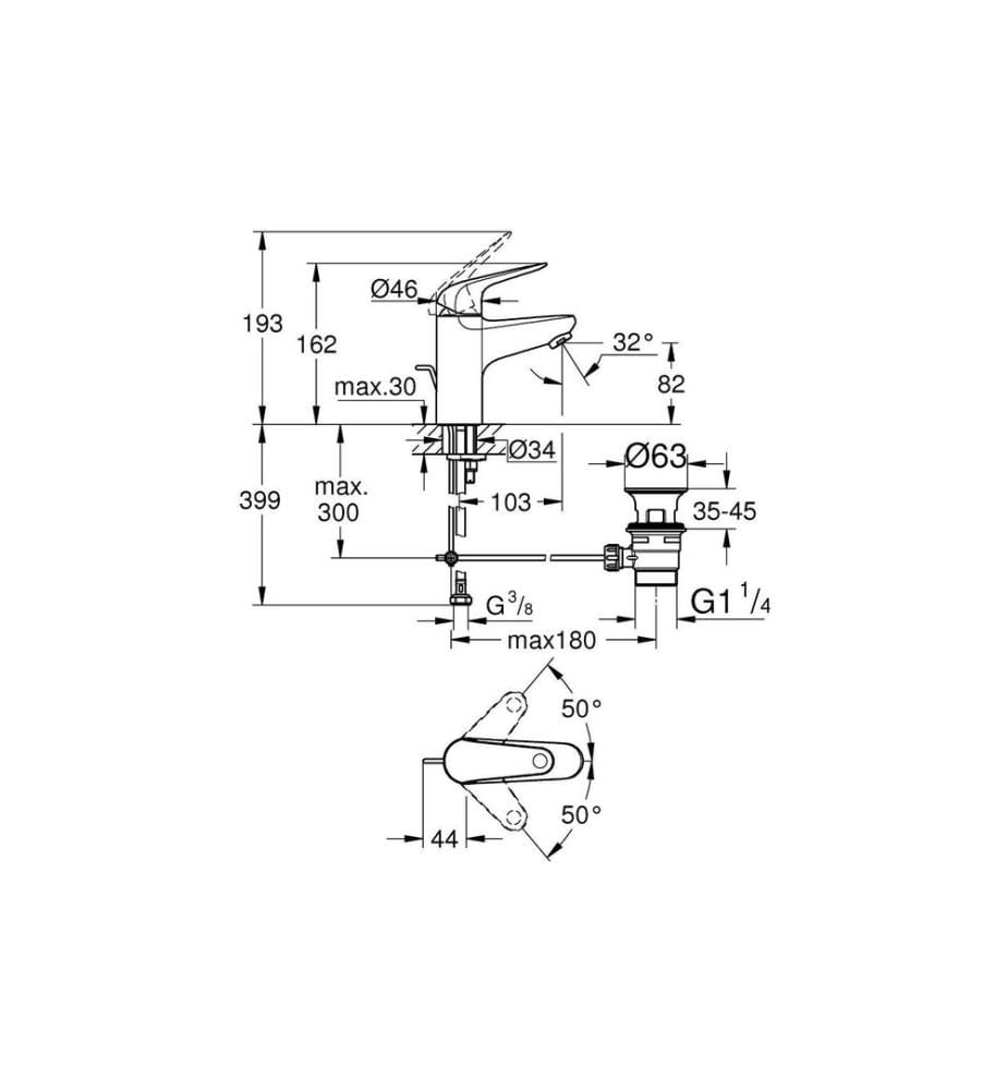GROHE - Einhand-Waschbatterie Swift 3/8, Chrom