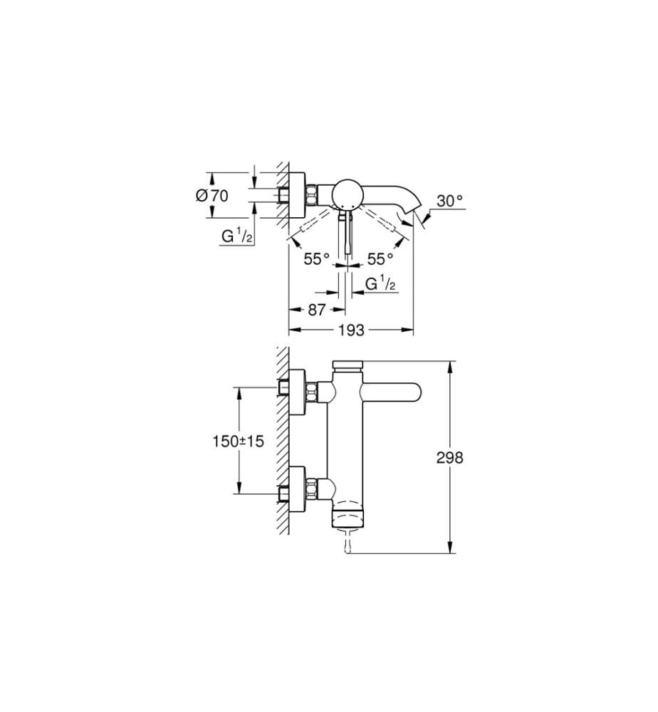 GROHE - Robinetterie de baignoire Essence 1/2, chromé