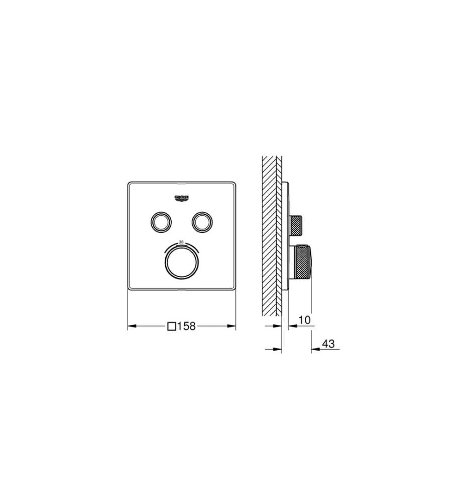 GROHE bras de douche Grohtherm SmartControl 43 mm, chrome