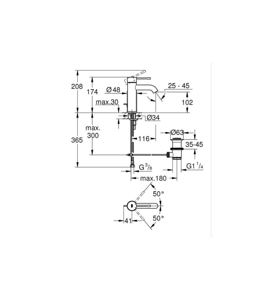 GROHE Essence New S-Size mit Ablaufgarnitur Schwarz