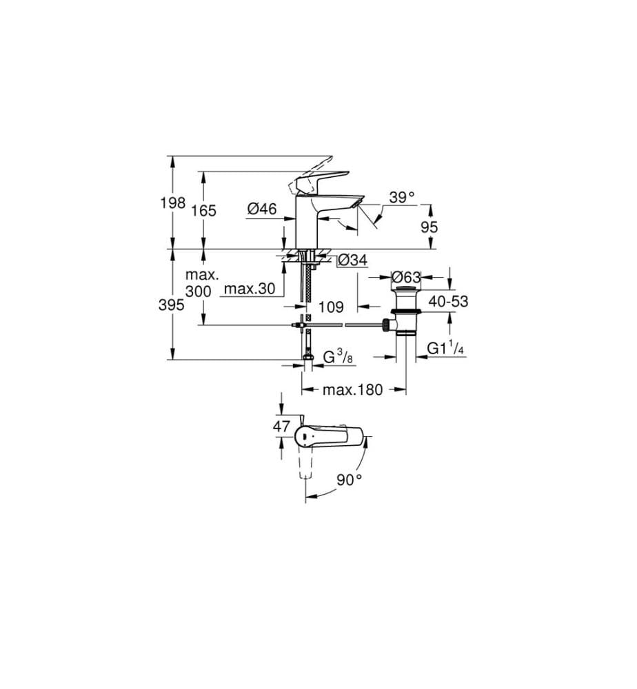 GROHE Lavaboarmatur QuickFix Start S-Size chrom