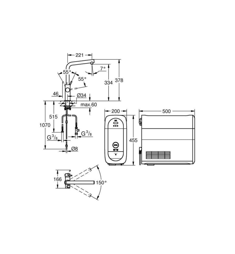 GROHE Küchenarmatur Blue Home L-Auslauf, Starter Kit, Chrom