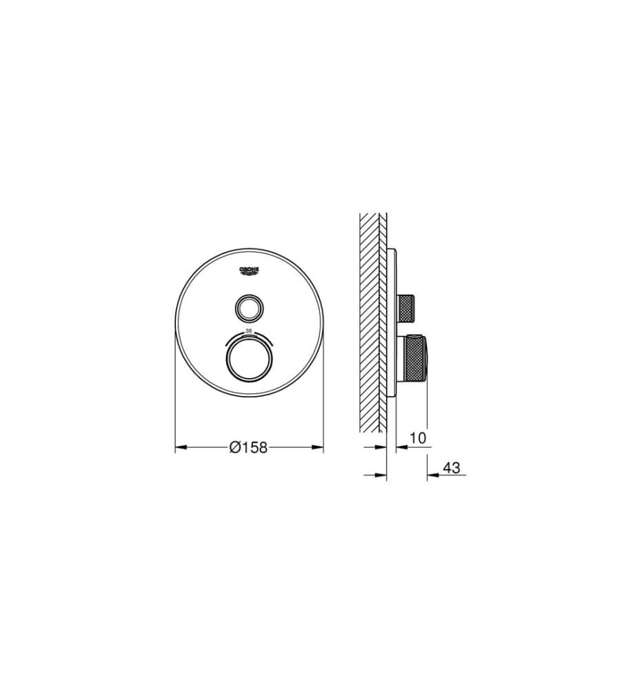 GROHE Mitigeur de douche Grohtherm SmartControl 43 mm, Supersteel