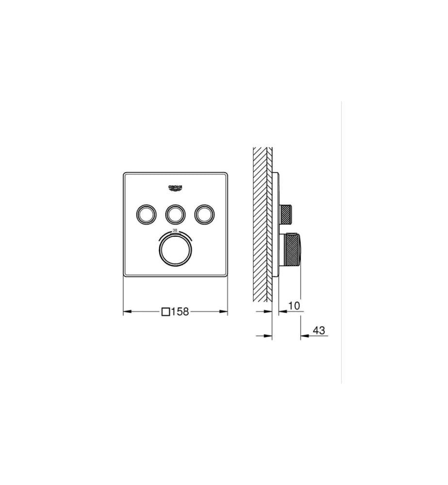 GROHE Grohtherm SmartControl Encastré, thermostat, noir mat