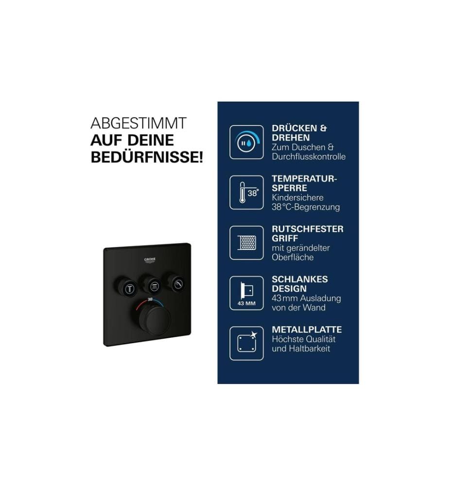 GROHE Grohtherm SmartControl Encastré, thermostat, noir mat