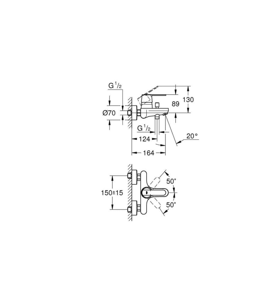 GROHE Obtenir le mitigeur de baignoire AP Mitigeur apparent, chromé
