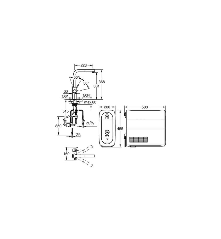 GROHE Küchenarmatur Blue Home L-Auslauf Starter Kit