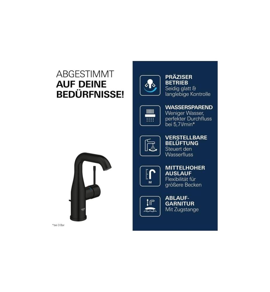 GROHE Essence New Schwenkauslauf AquaGuide Mattschwarz