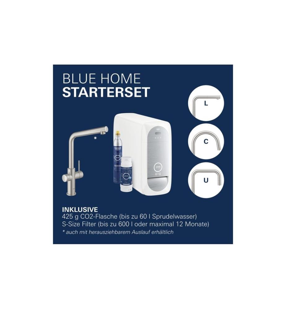 GROHE Küchenarmatur Blue Home Mono , Starter Kit, Chrom