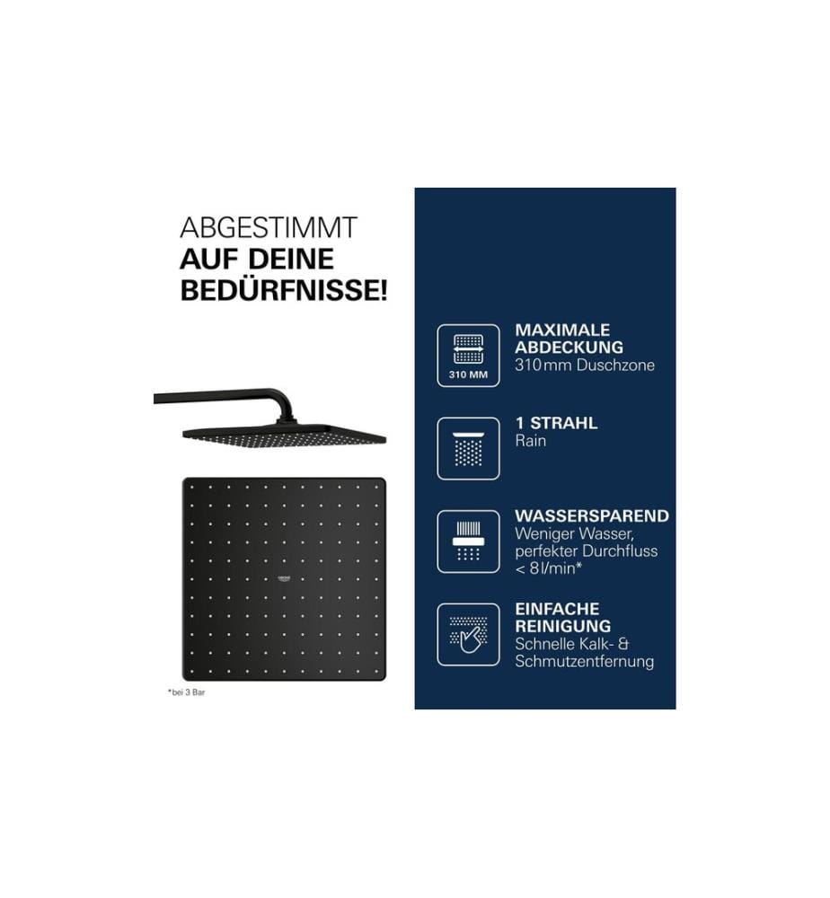 GROHE Rainshower Mono 310 Cube carré, Phantom Black
