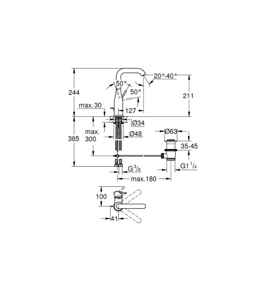 GROHE Essence New Einhebelmischer L-Size mit Ablaufgarnitur