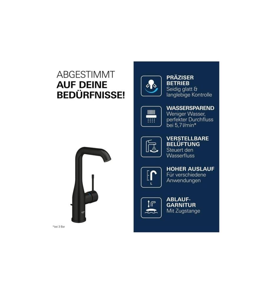 GROHE Essence New Einhebelmischer L-Size mit Ablaufgarnitur