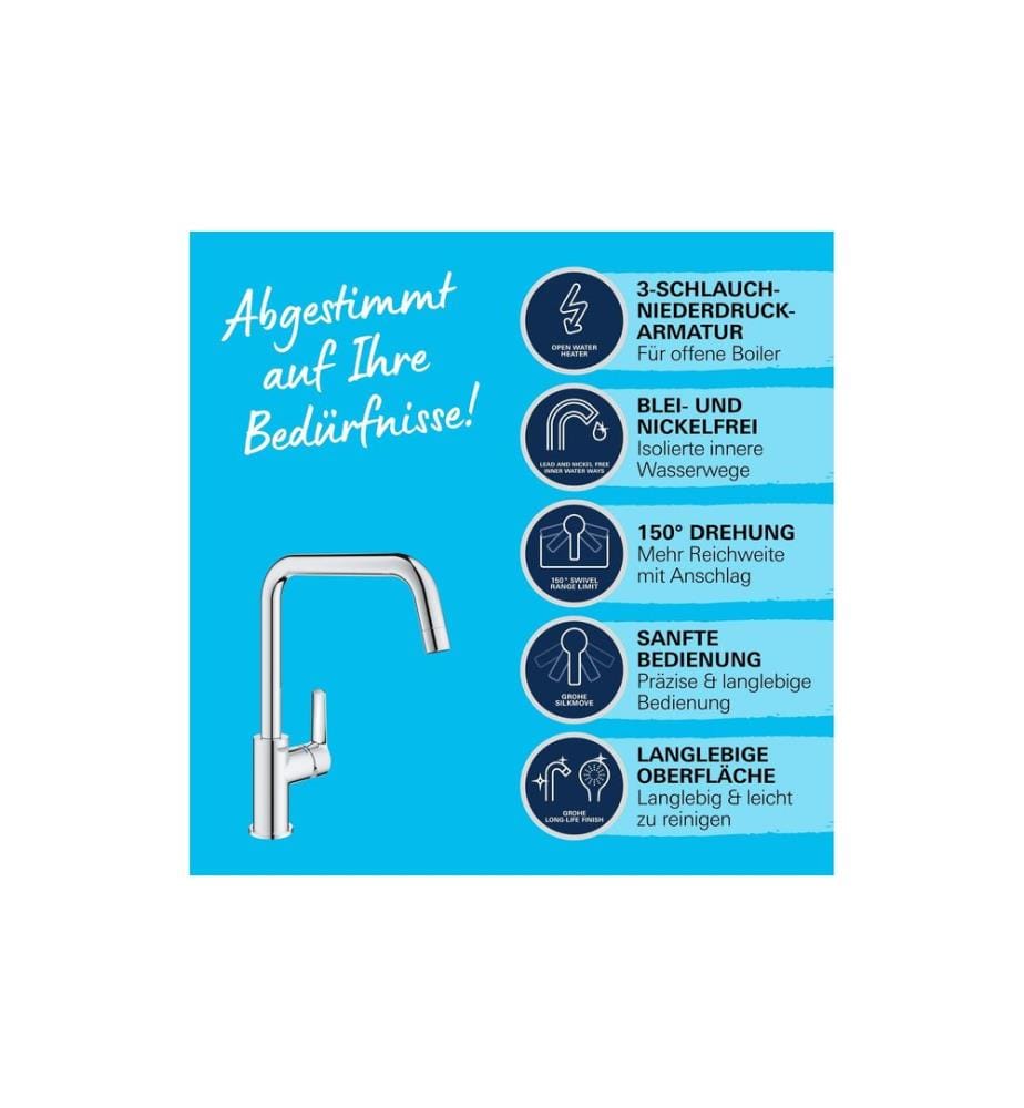 GROHE Küchenarmatur Start 3/8', Messing, U-Auslauf