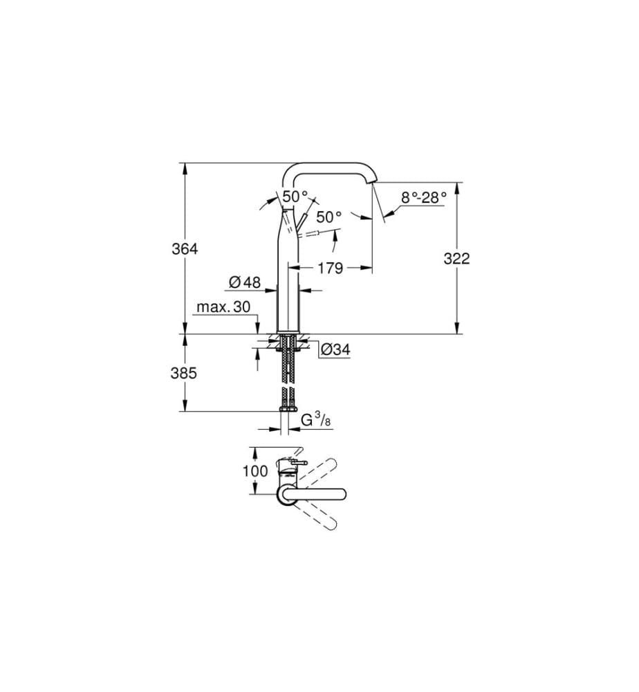 GROHE Lavaboarmatur Essence XL-Size 1/2', Chrom