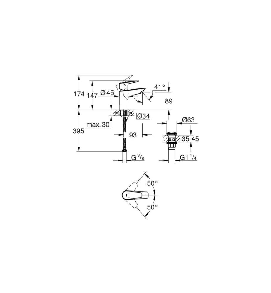 GROHE Démarrage Edge debout noir Mitigeur monocommande