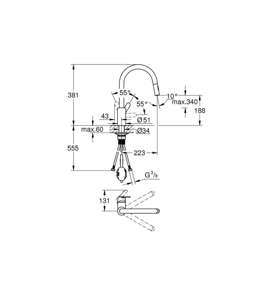 GROHE Get 314842431 mattschwarz, ausziehbare Brause