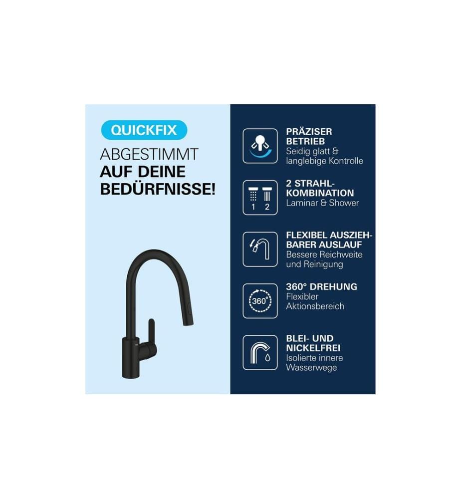 GROHE Get 314842431 mattschwarz, ausziehbare Brause