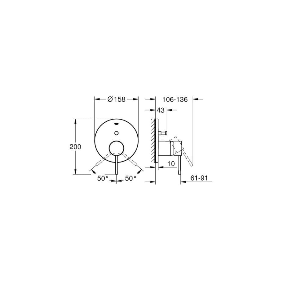 GROHE Badewannenarmatur Essence 46 mm, Chrom