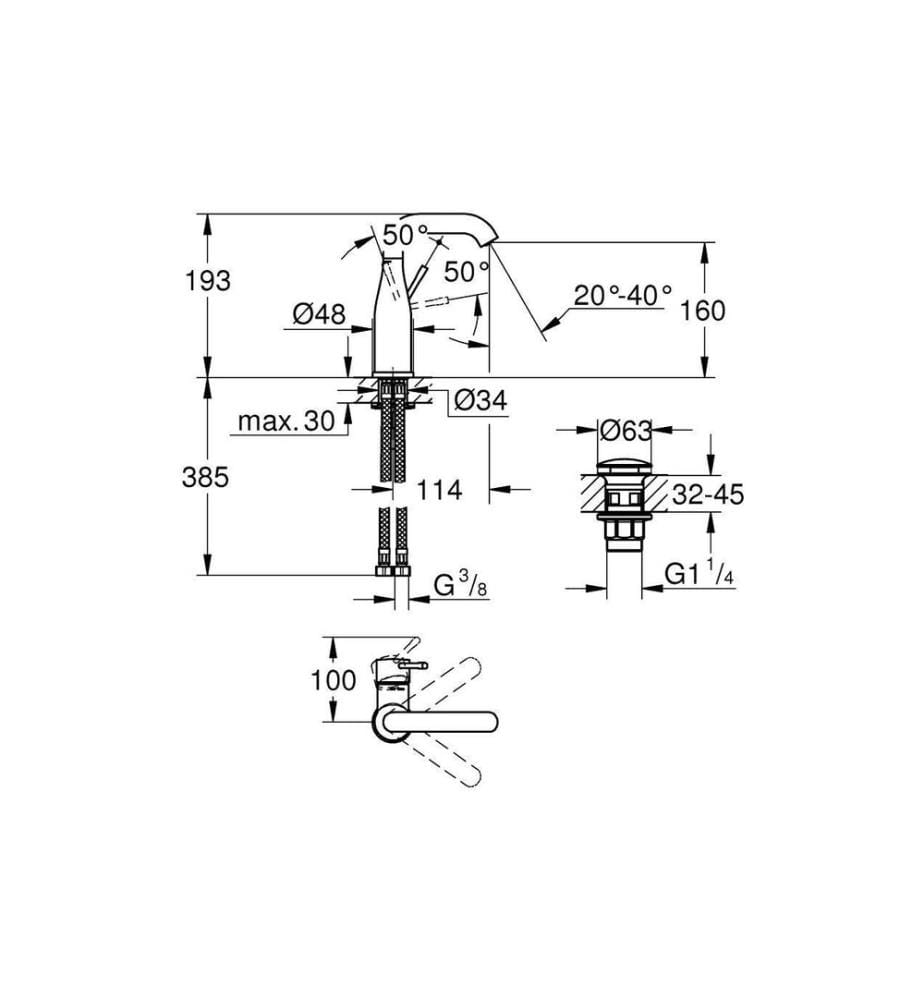 GROHE Essence New Grösse M Matt Schwarz Schwenkbar