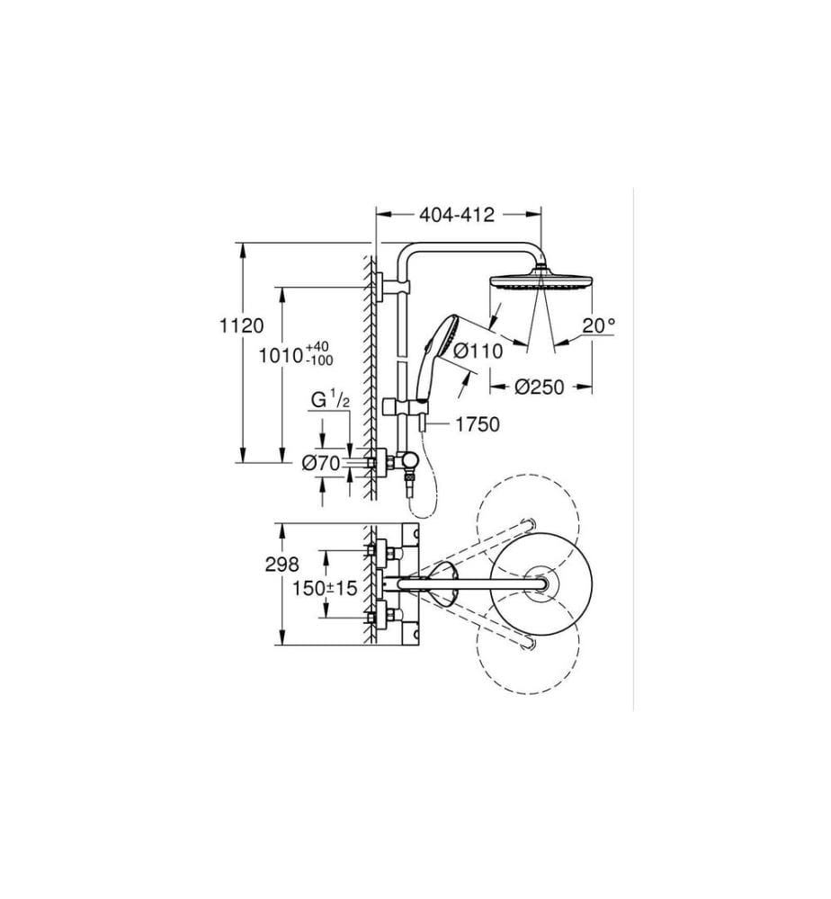 GROHE Vitalio Start 250 Aufputz Thermostat Rund Schwarz Matt